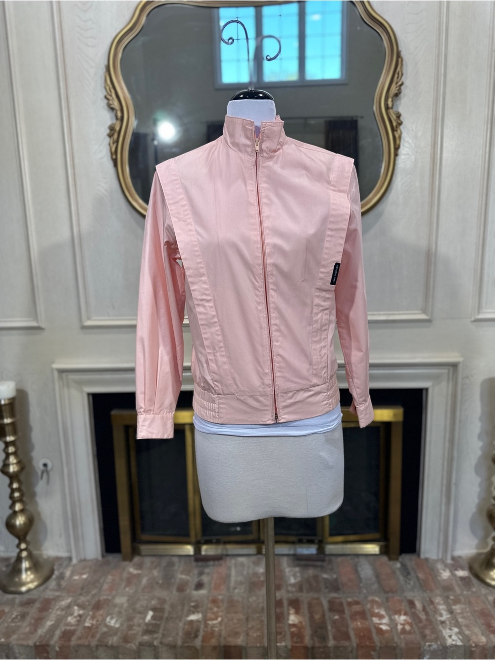 Members Only Vintage Jacket size 3/4‎ Pale Pink 80s Racer Core Aesthetic